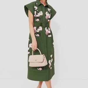 TUCKERNUCK  Olive and Pressed Powder Floral Chloe Dress- Size L
